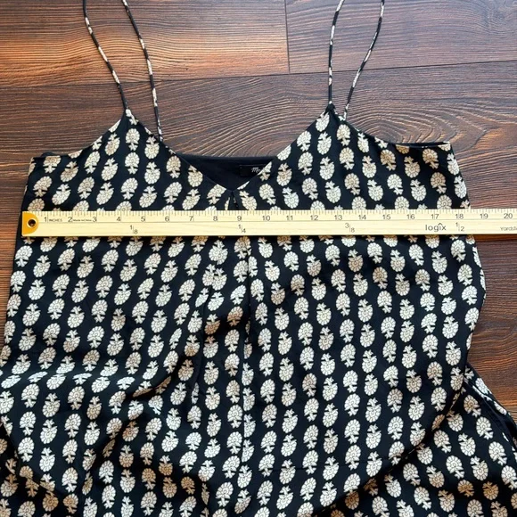 Madewell 100% Silk Medium Black and Cream Patterned Midi Dress - Picture 9 of 11